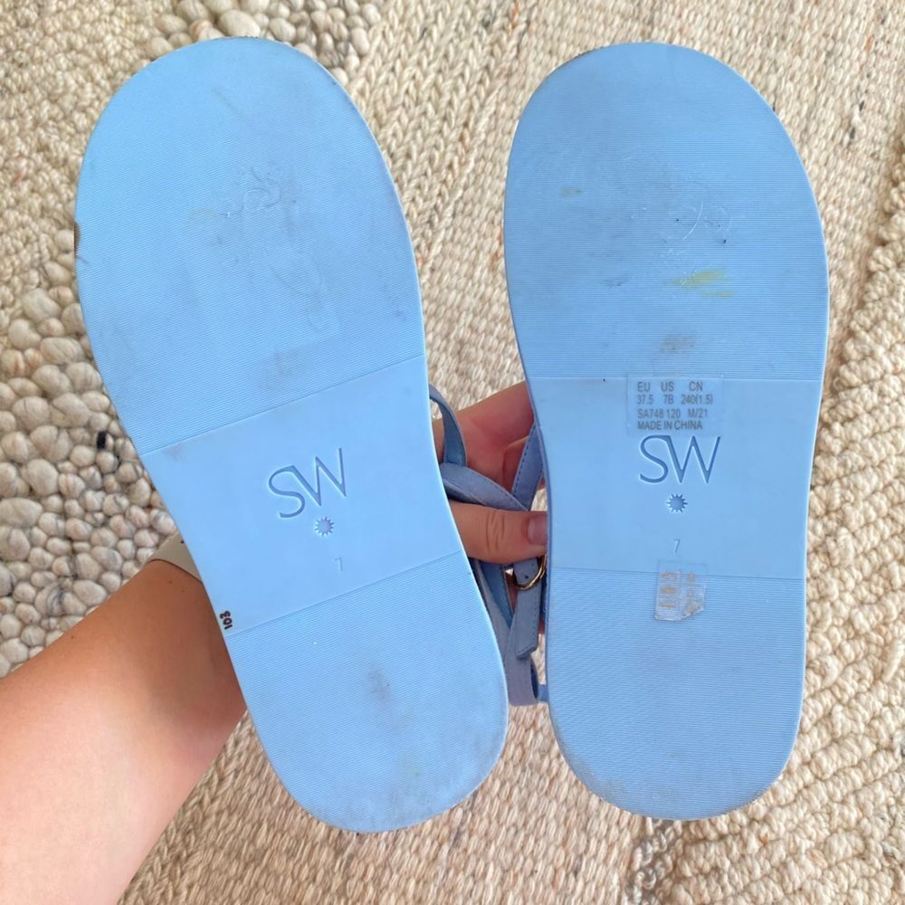 Stuart Weitzman Summerlift Platform Sandal Blue Size 7 - Picture 12 of 13